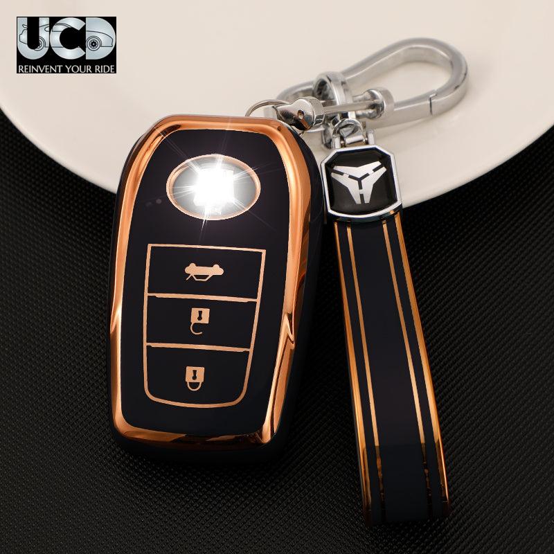 TPU Gold Series Car Key Cover With TPU Gold Key Chain For Toyota Crysta