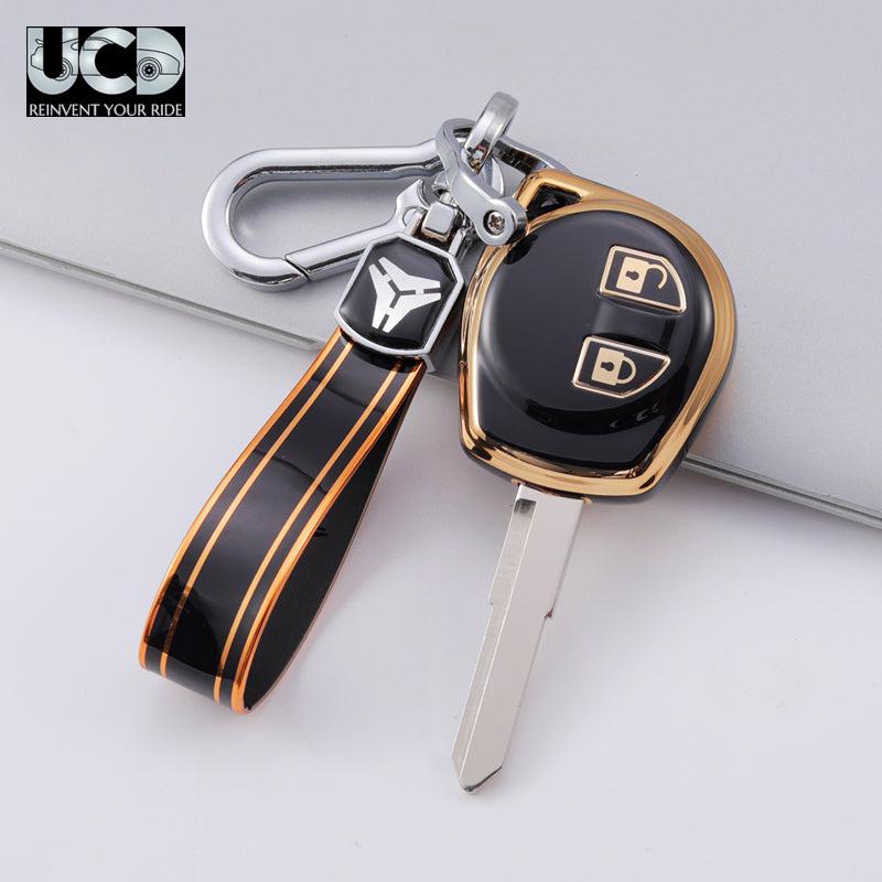 TPU Gold Series Car Key Cover With TPU Gold Key Chain For Suzuki Sx4