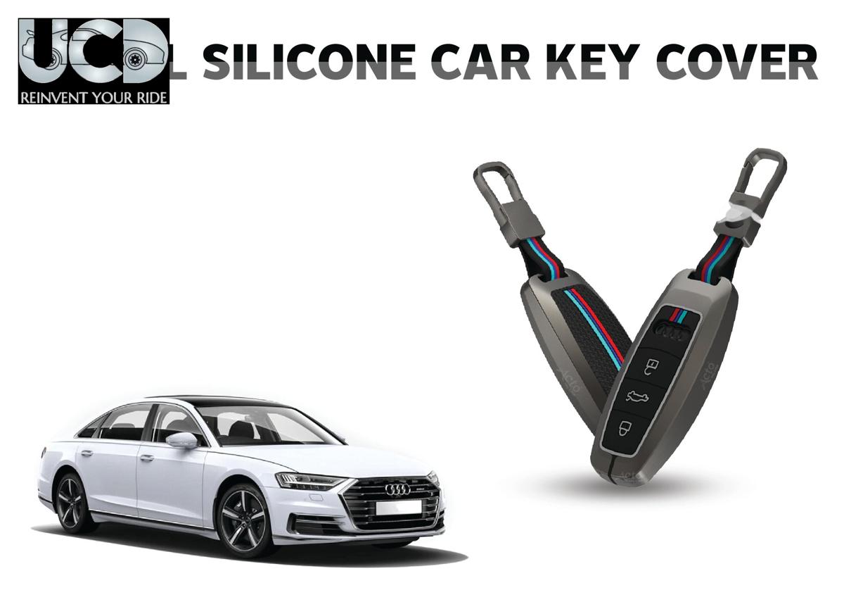 Car Key Cover Metal Silicone Compatible with Audi A8