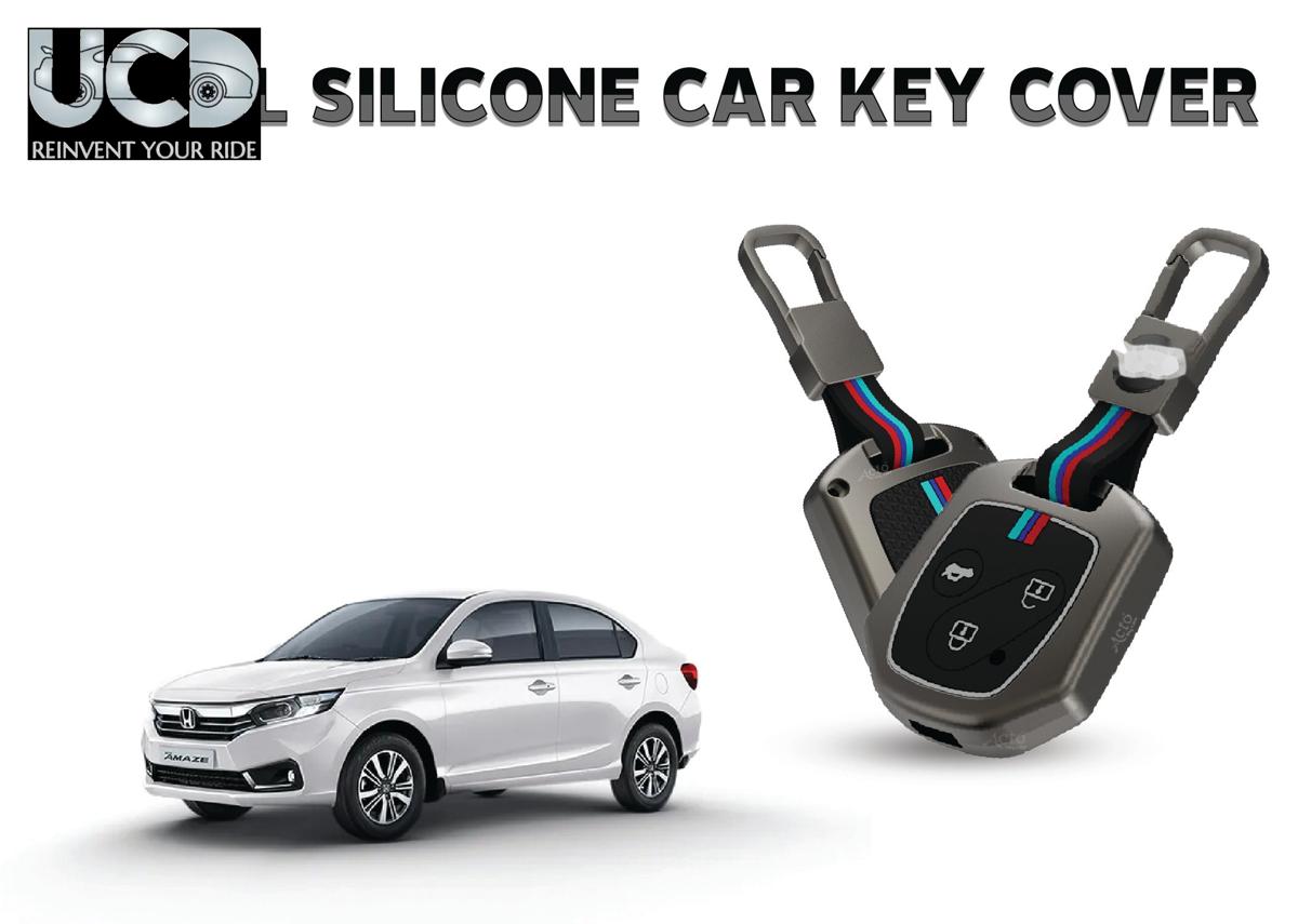 Car Key Cover Metal Silicone Compatible with Honda Amaze