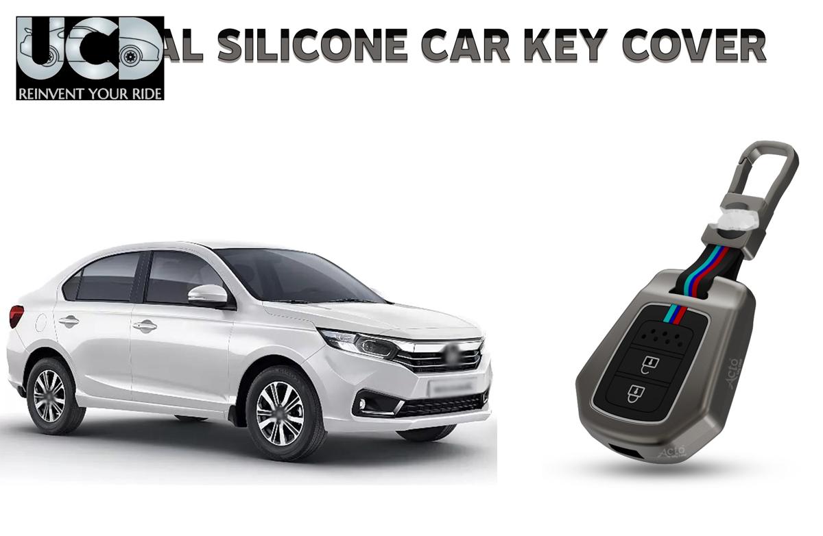 Car Key Cover Metal Silicone Compatible with Honda Amaze