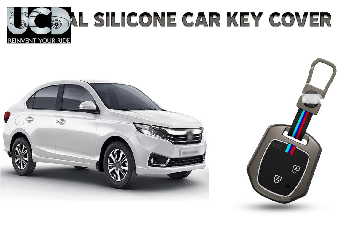 Car Key Cover Metal Silicone Compatible with Honda Amaze