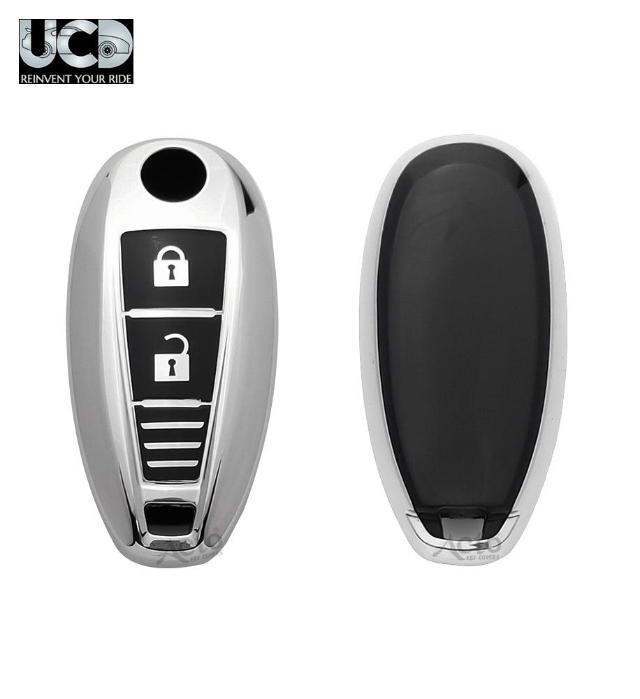 Car Key Cover Chromium Series Compatible with Baleno 2 Button