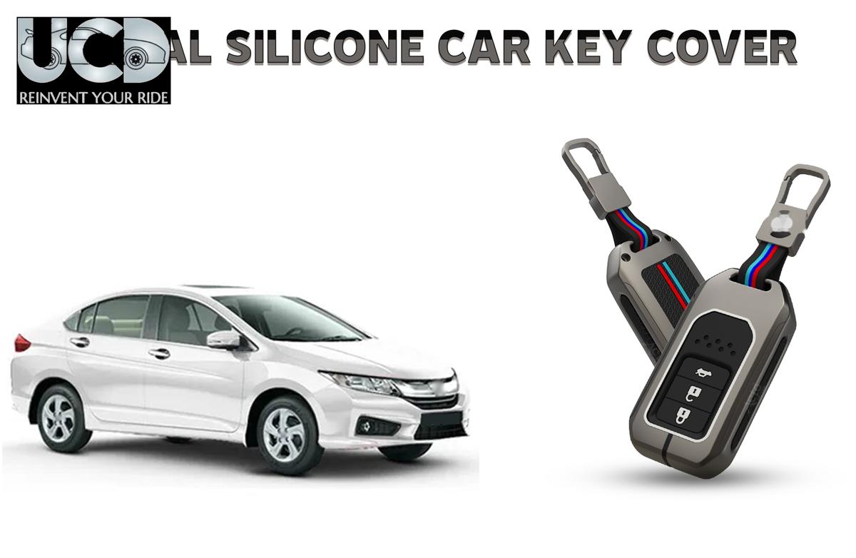 Car Key Cover Metal Silicone Compatible with Honda City
