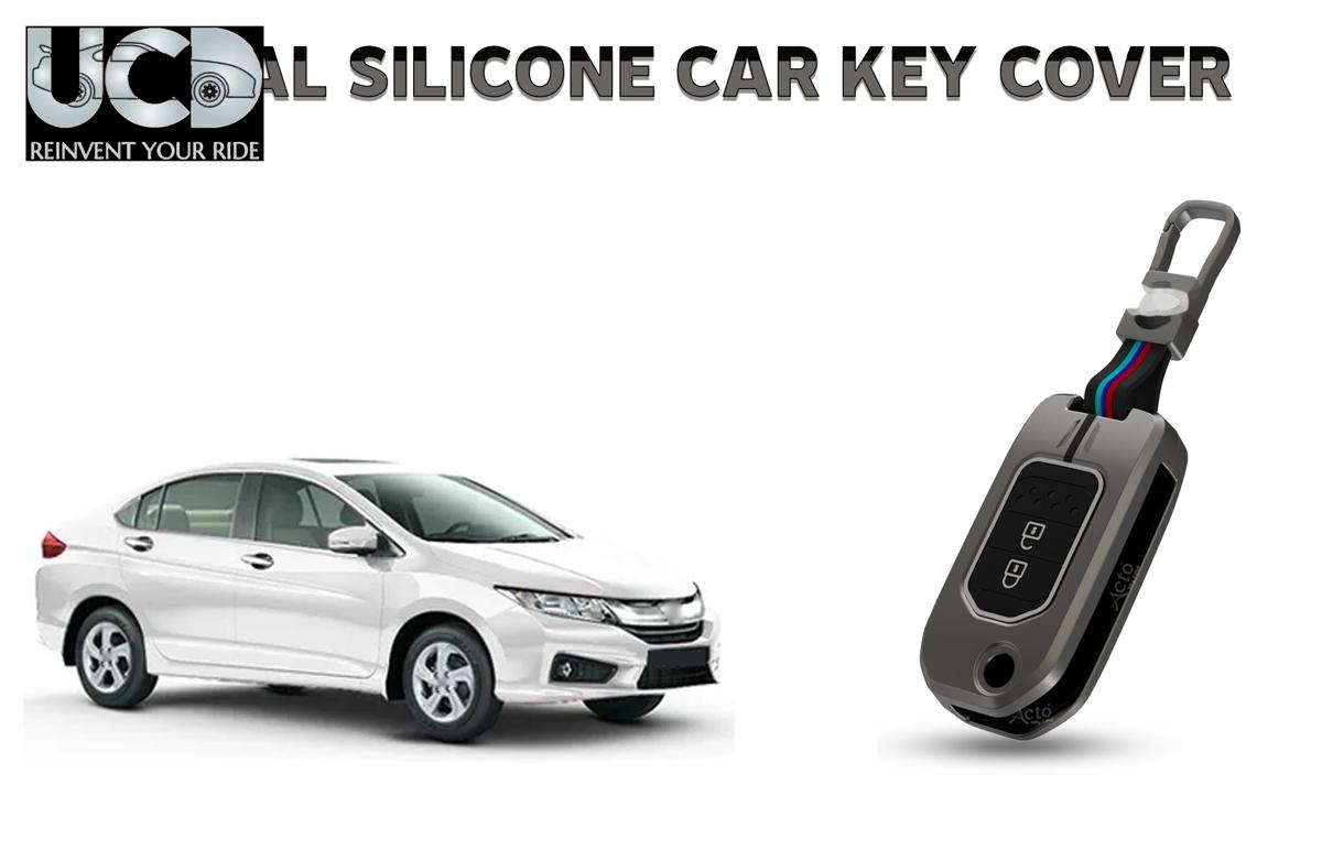 Car Key Cover Metal Silicone Compatible with Honda City