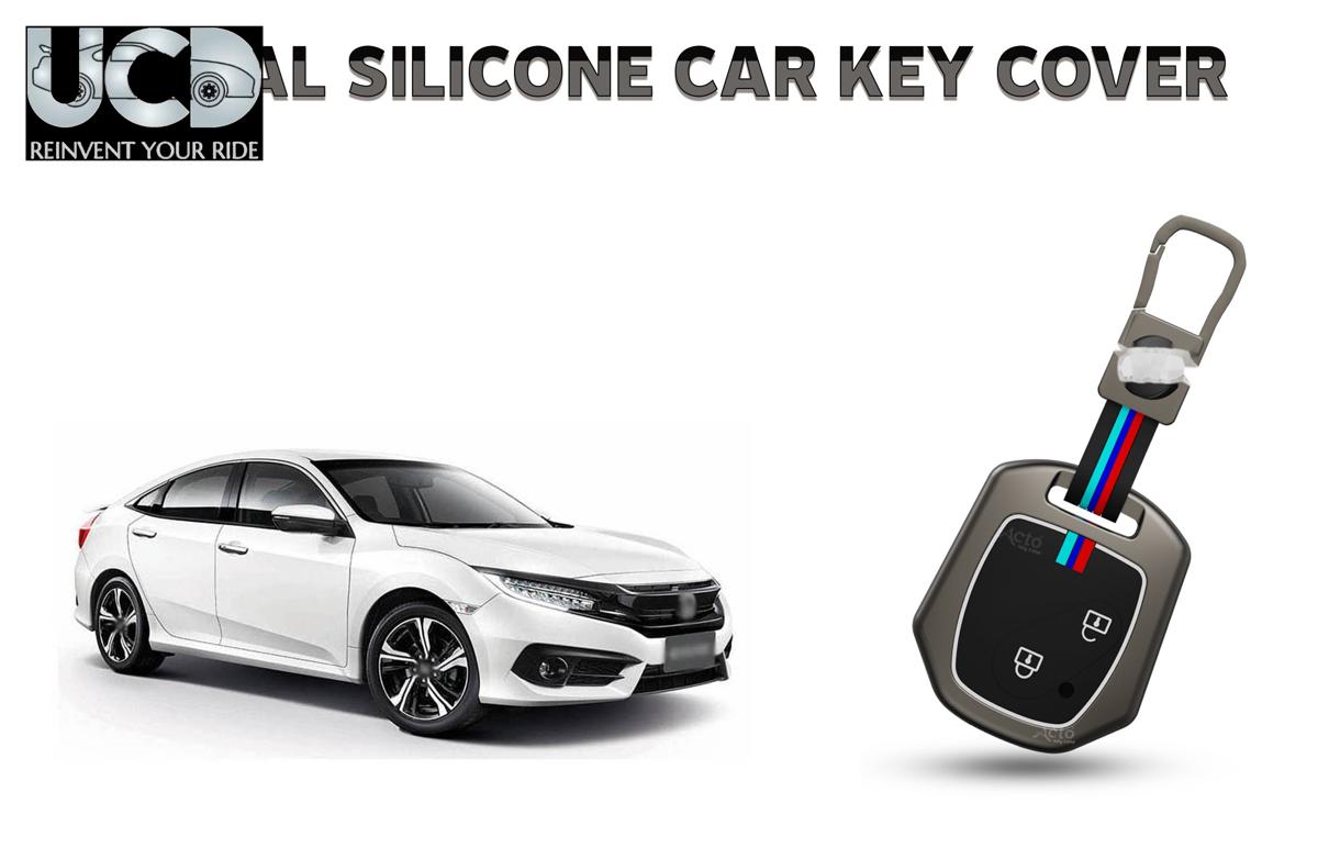 Car Key Cover Metal Silicone Compatible with Honda Civic