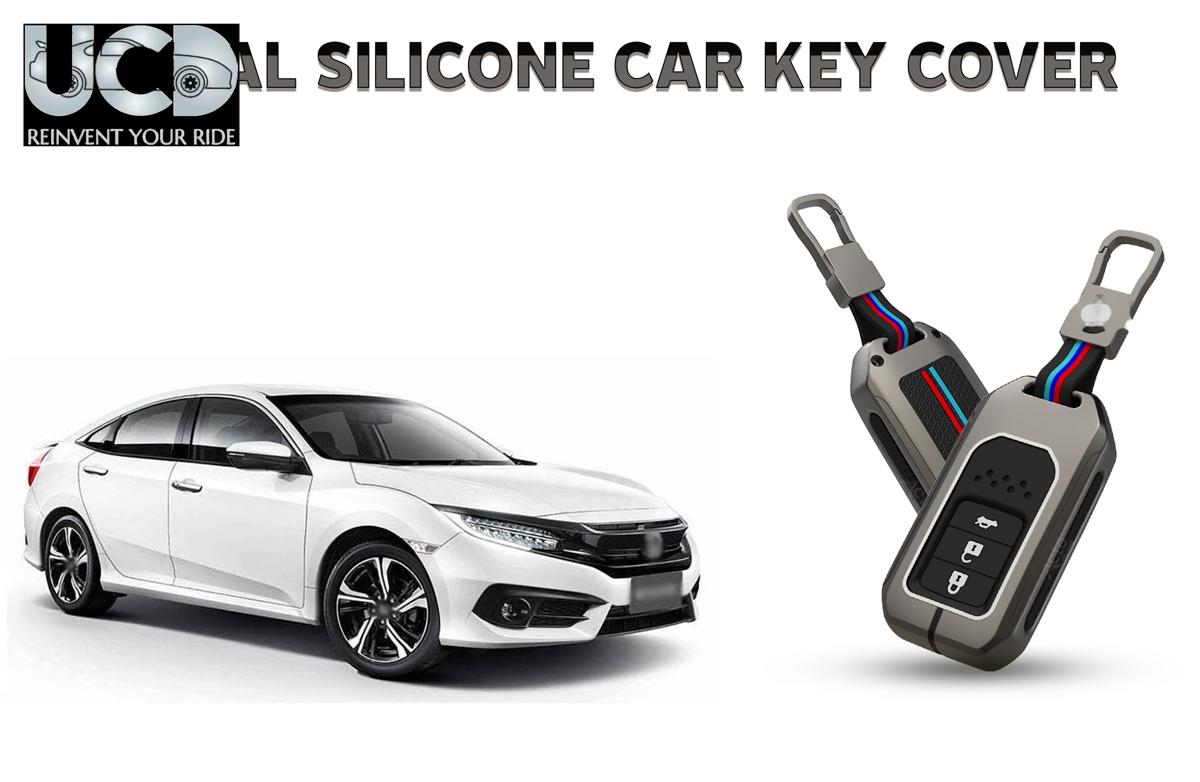 Car Key Cover Metal Silicone Compatible with Honda Civic