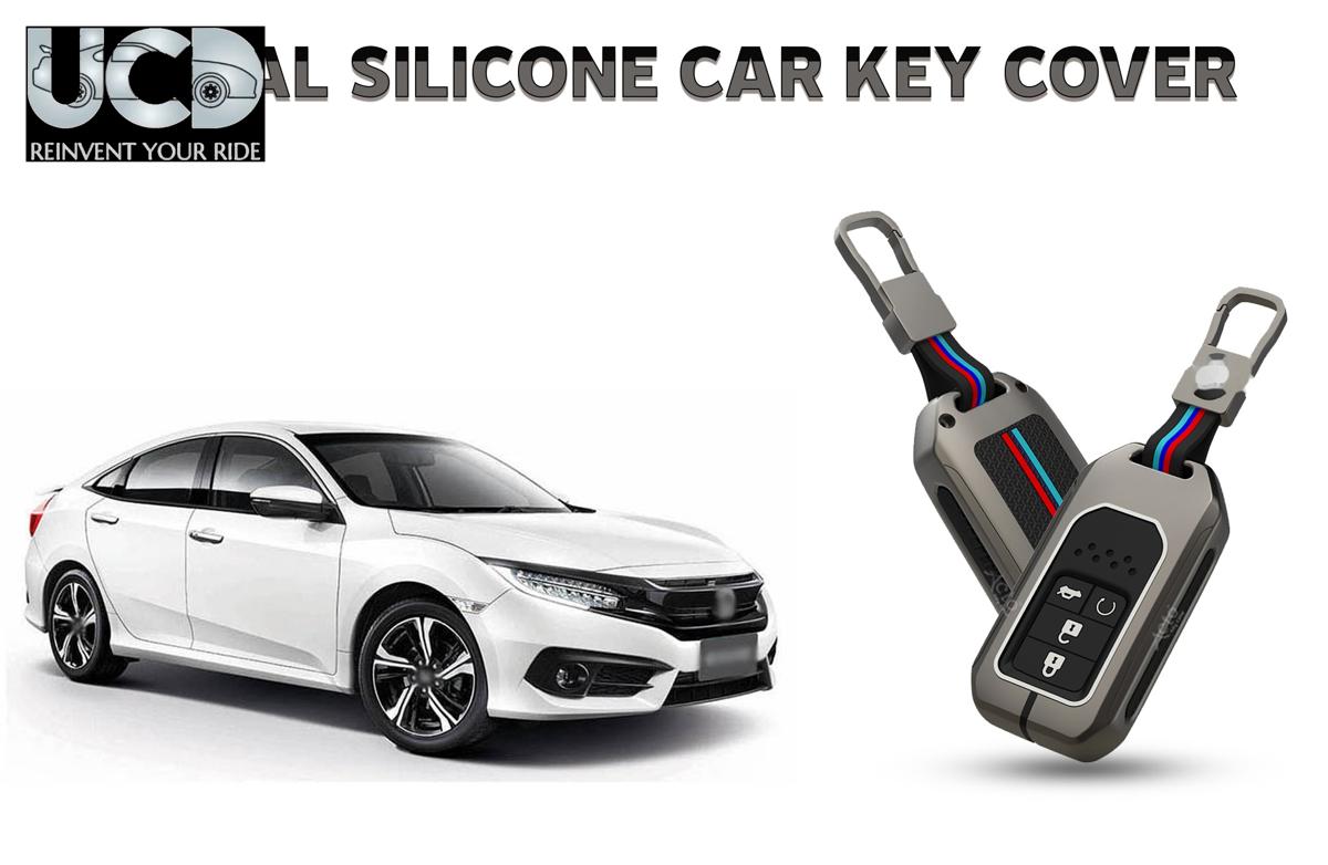 Car Key Cover Metal Silicone Compatible with Honda Civic