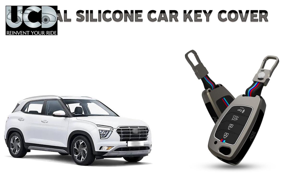 Car Key Cover Metal Silicone Compatible with Hyundai Creta