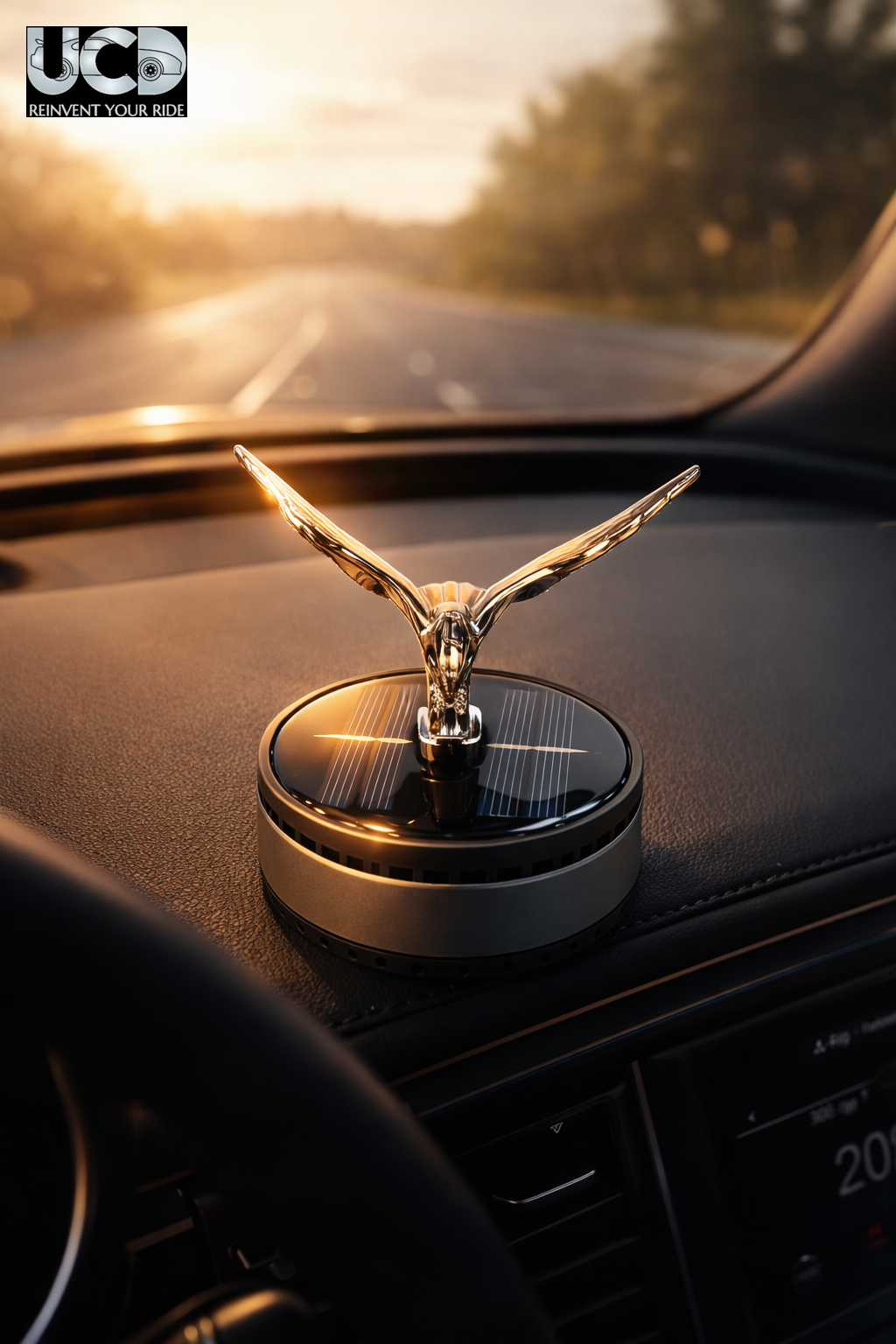 Solar Powered Rotating Eagle Showpiece with Aroma Diffuser Bottle – Romantic Dashboard & Home Decor