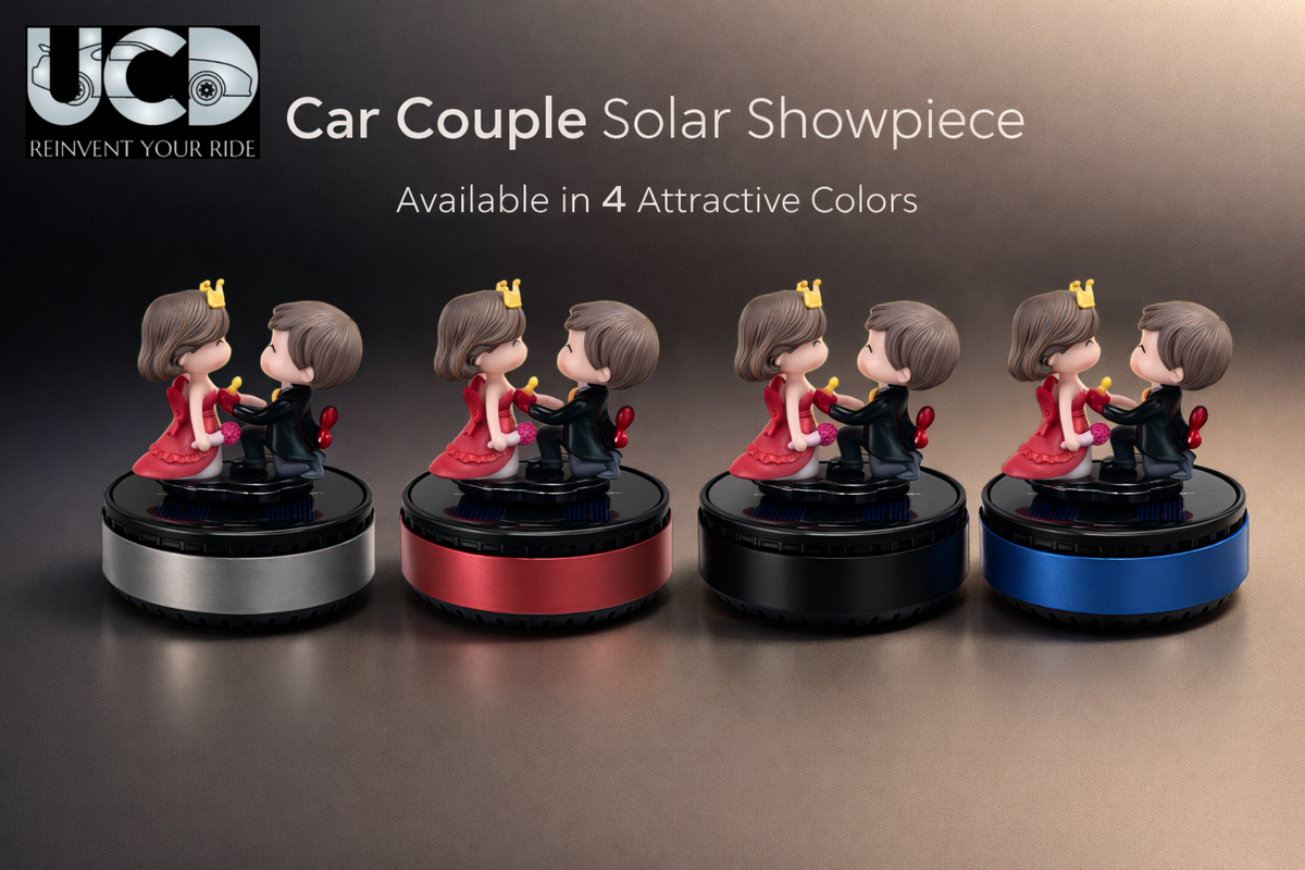 Solar Powered Rotating Couple Showpiece with Aroma Diffuser Bottle – Romantic Dashboard & Home Decor