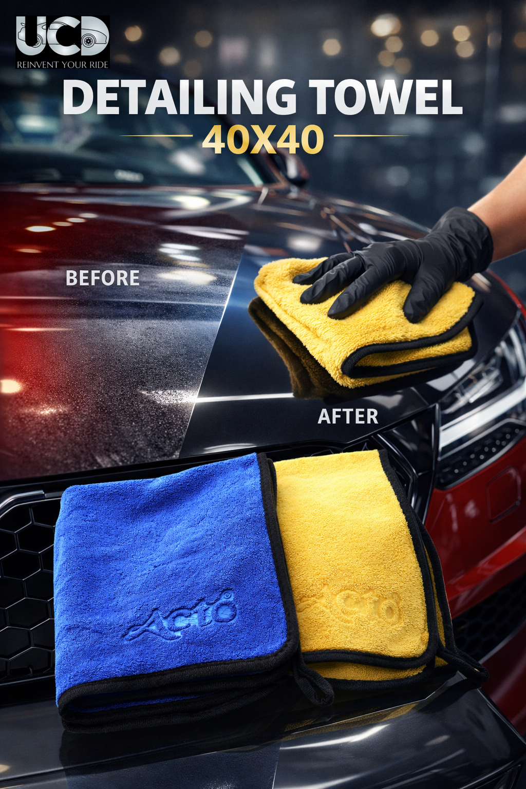 Detailing Towel Cloth for Car Cleaning, Office and Home 800Gsm - 40x40cm set of 1 Pc