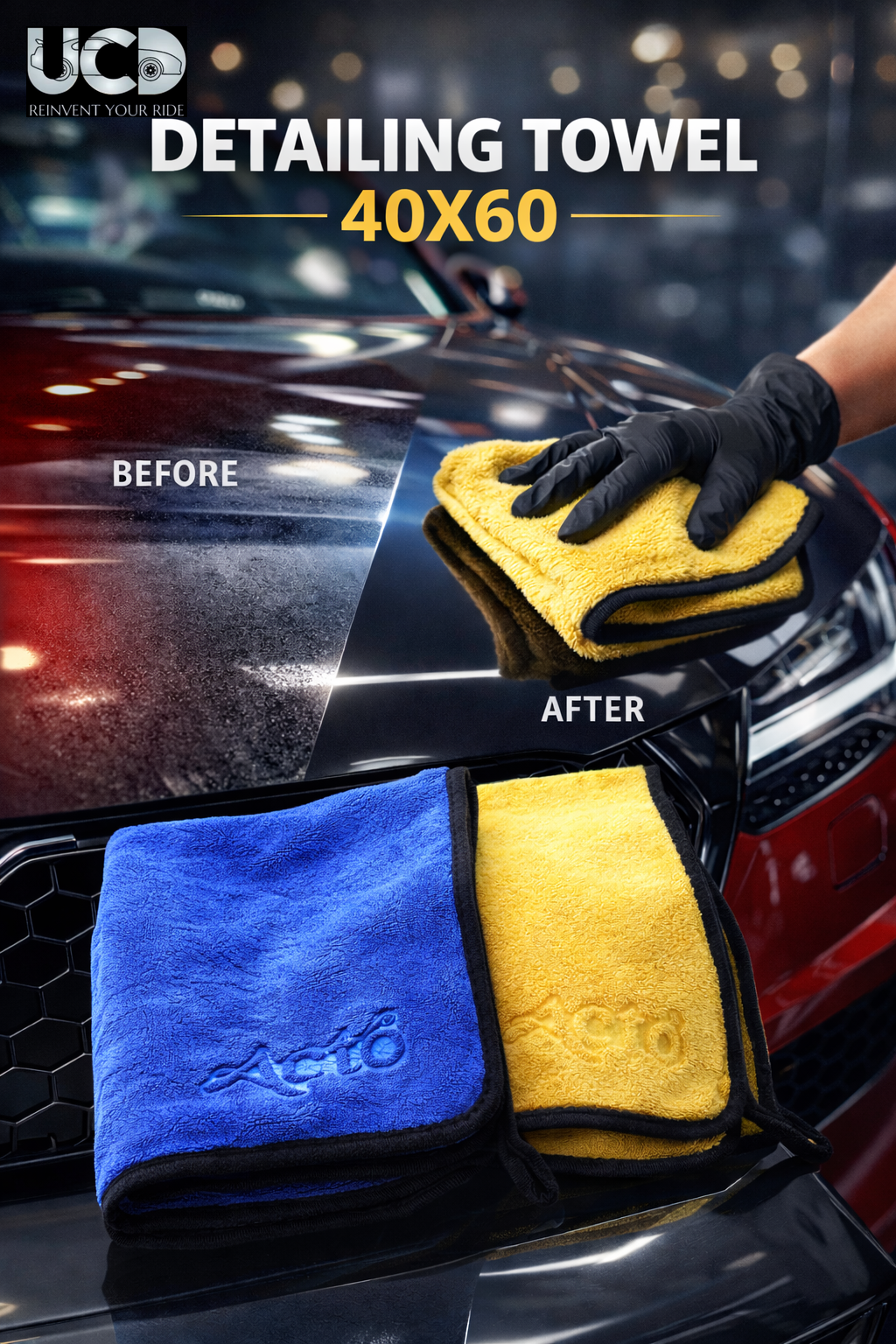 Premium Car Detailing Microfiber Towel Cloth 800 GSM | Ultra Soft & Super Absorbent | Lint & Scratch Free | For Car Cleaning, Home & Office | 40 x 60 cm | Pack of 2 Piece