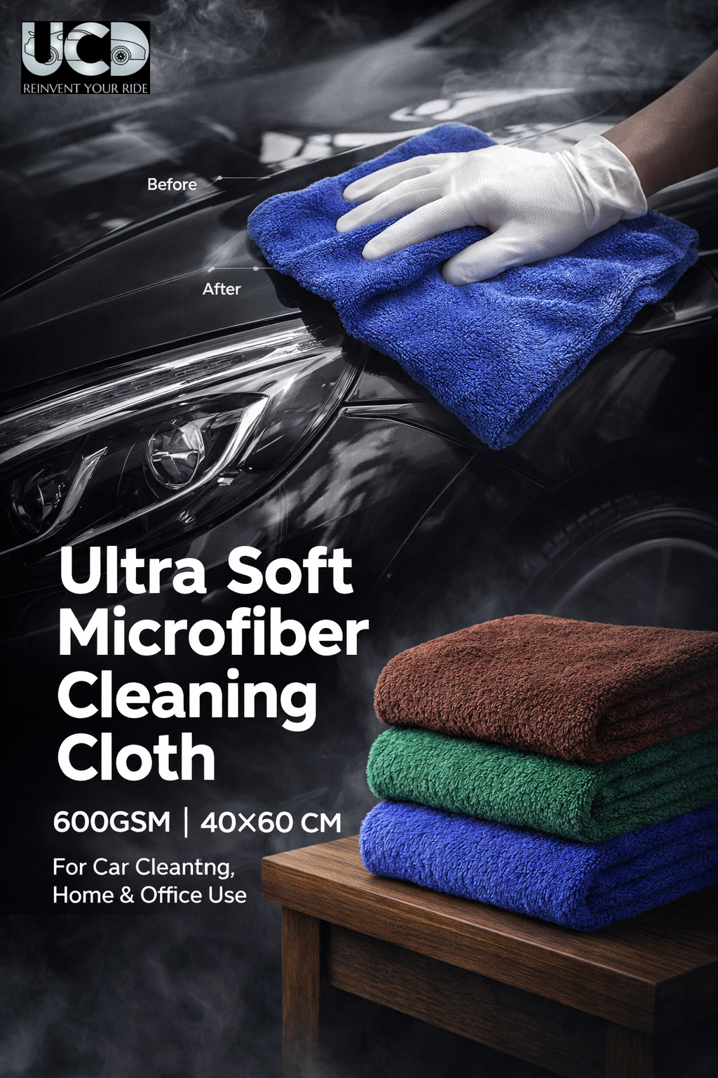 Ultra Soft Microfiber Cleaning Clothe 600GSM 40×60 – For Car Cleaning, Home & Office Use Pack of 1 Piece
