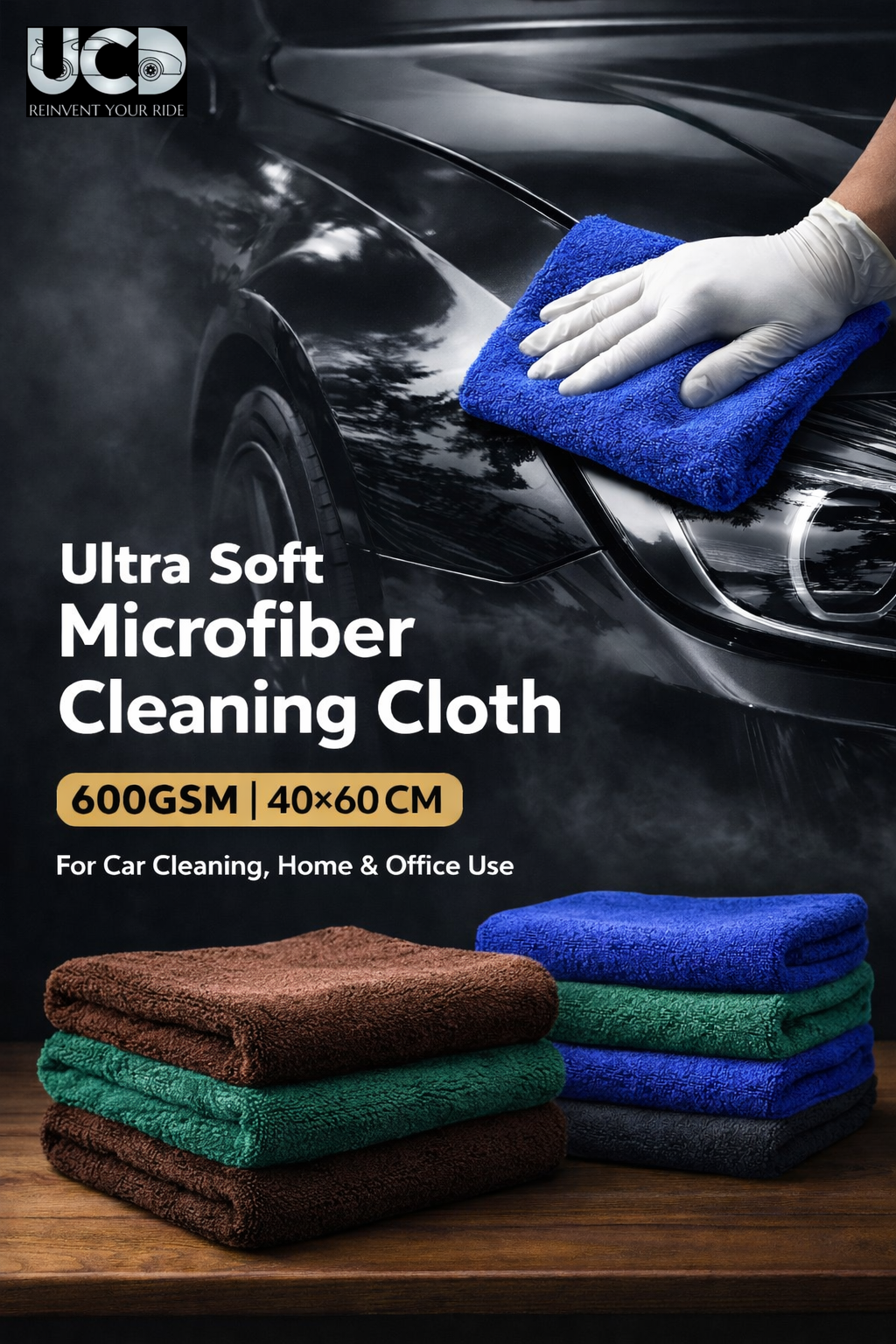 Ultra Soft Microfiber Cleaning Clothe 600GSM 40×60 – For Car Cleaning, Home & Office Use Pack of 2 Piece