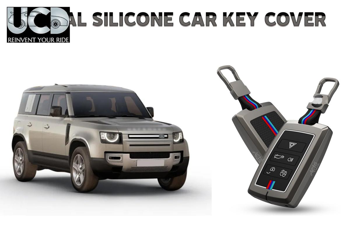 Car Key Cover Metal Silicone Compatible with Land Rover Defender