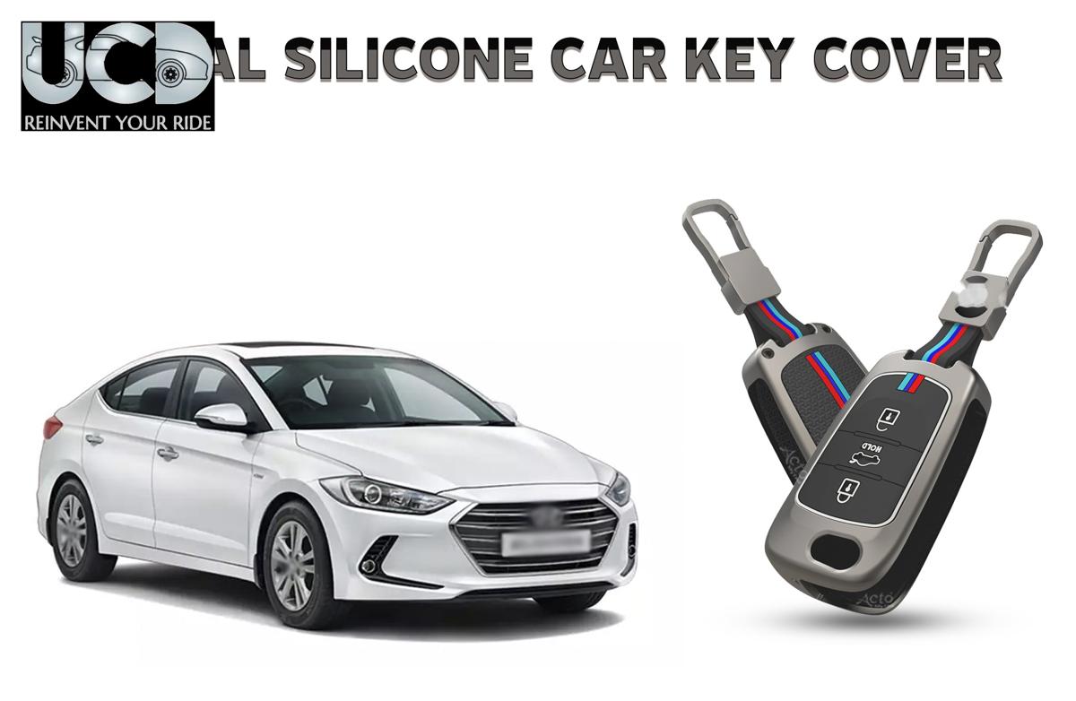 Car Key Cover Metal Silicone Compatible with Hyundai Elantra