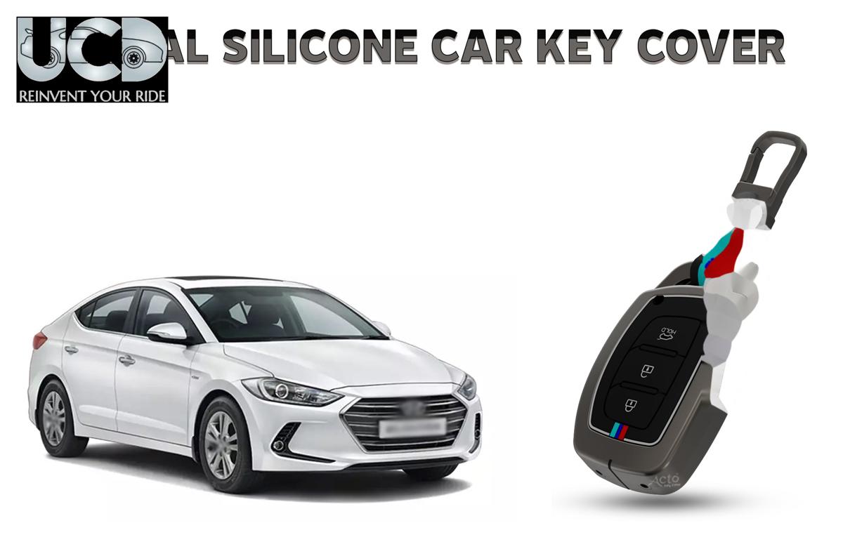 Car Key Cover Metal Silicone Compatible with Hyundai Elantra