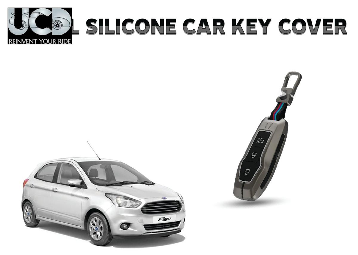 Car Key Cover Metal Silicone Compatible with Ford Figo