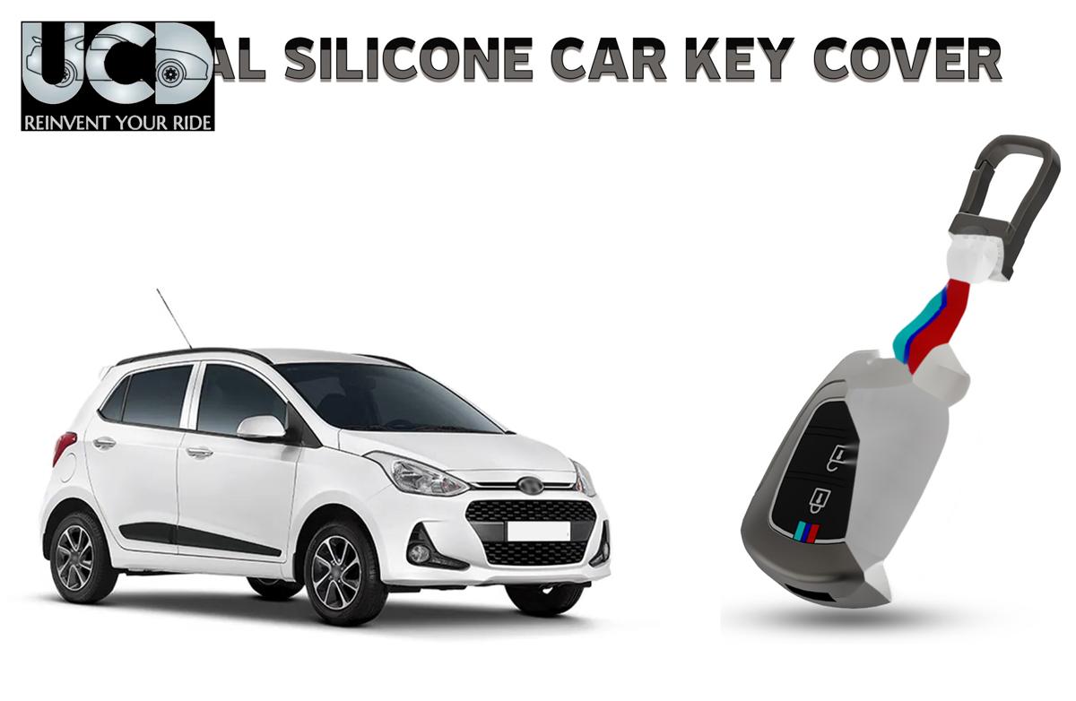 Car Key Cover Metal Silicone Compatible with Hyundai Grand i10