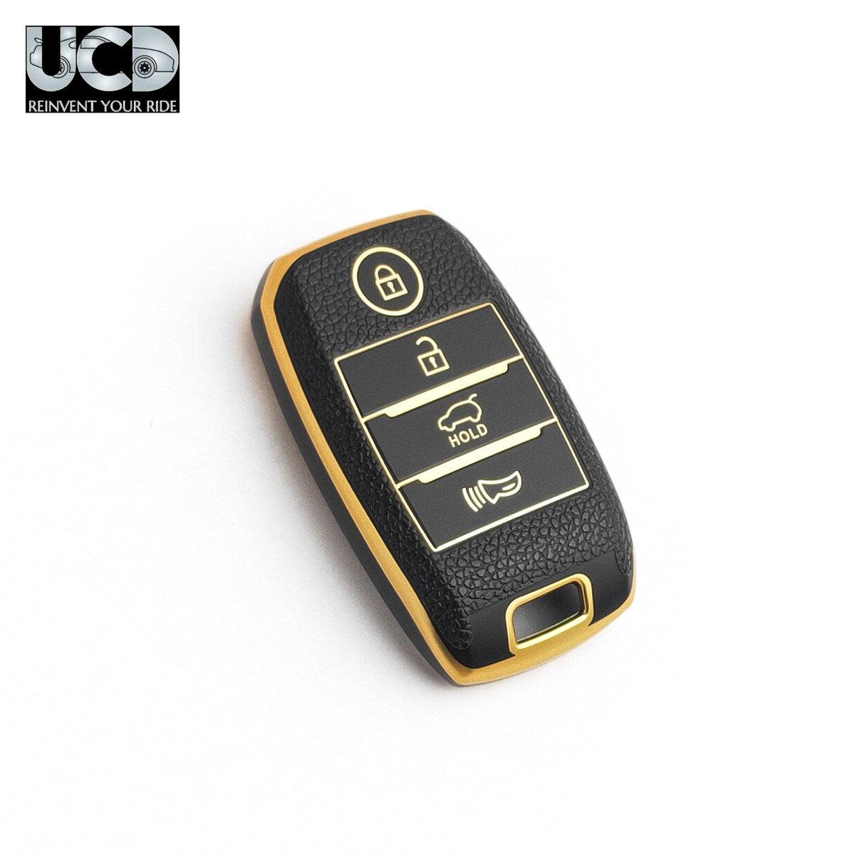 Car Key Cover TPU Leather Grain With Key Chain For Kia Seltos 2020 +