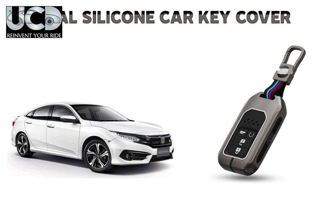 Car Key Cover Metal Silicone Compatible with Honda Jazz
