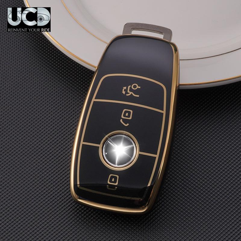 TPU Gold Series Car Key Cover With TPU Gold Key Chain For Mercedes GLS-Class