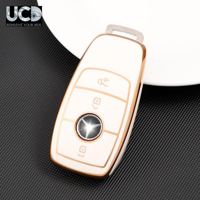 TPU Gold Series Car Key Cover With Diamond Key Ring For Mercedes S-Class