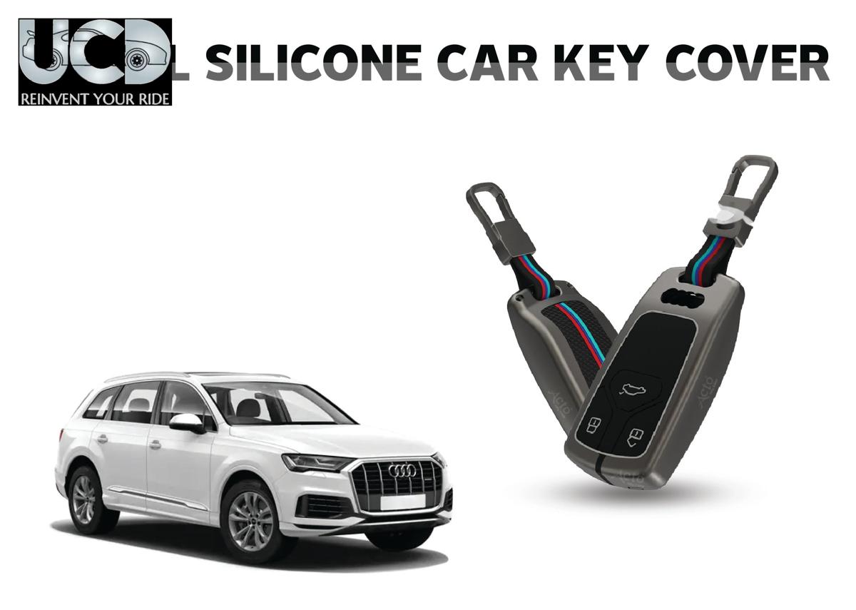 Car Key Cover Metal Silicone Compatible with Audi Q7