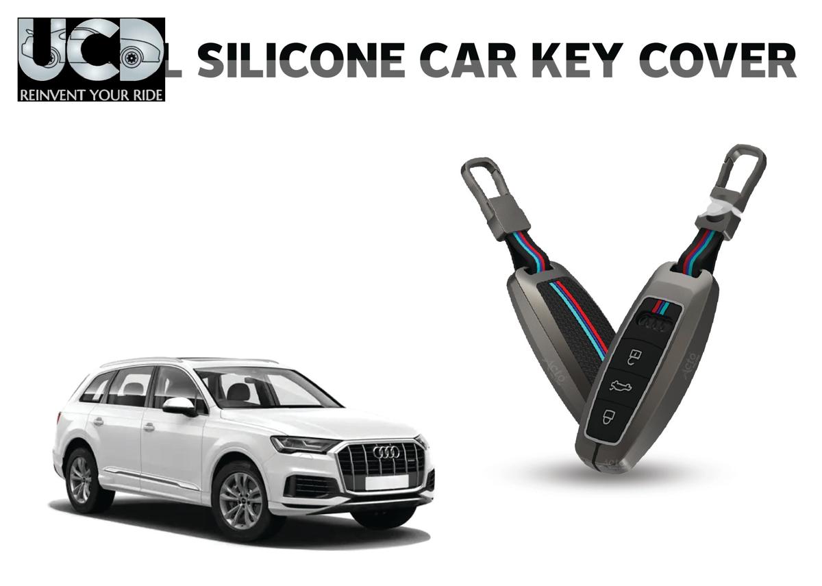 Car Key Cover Metal Silicone Compatible with Audi Q7