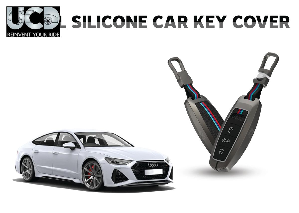 Car Key Cover Metal Silicone Compatible with Audi RS