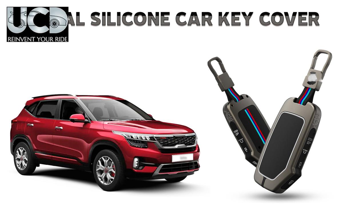 Car Key Cover Metal Silicone Compatible with Kia Seltos