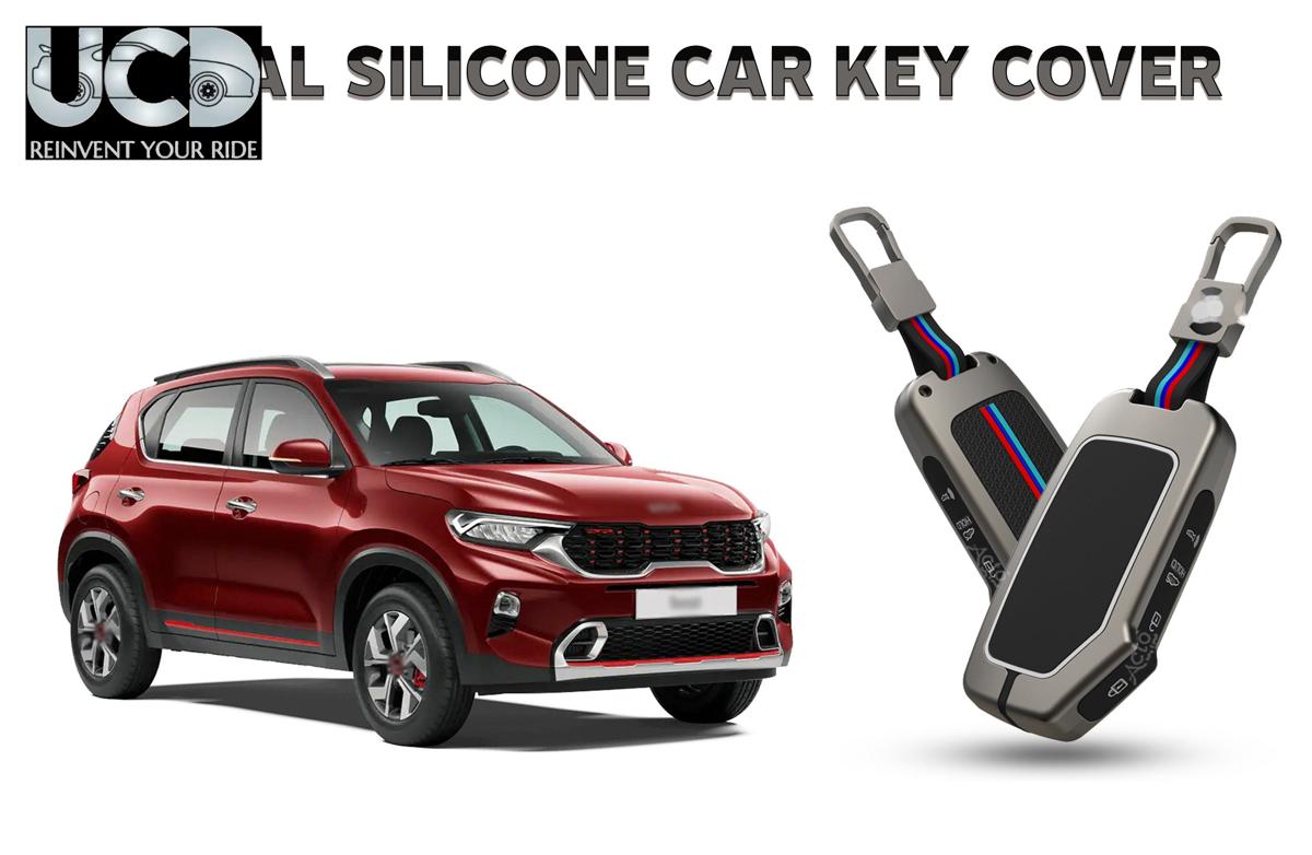 Car Key Cover Metal Silicone Compatible with Kia Sonet