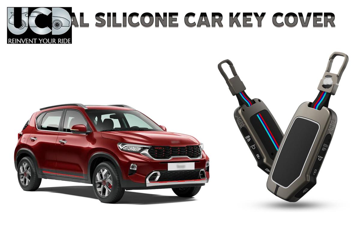 Car Key Cover Metal Silicone Compatible with Kia Sonet
