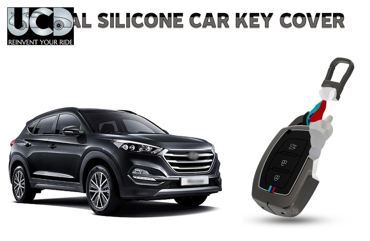 Car Key Cover Metal Silicone Compatible with Hyundai Tucson