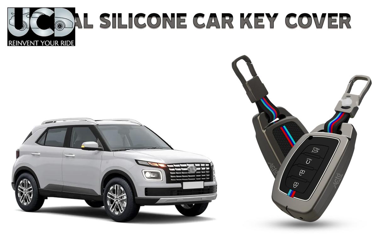 Car Key Cover Metal Silicone Compatible with Hyundai Venue