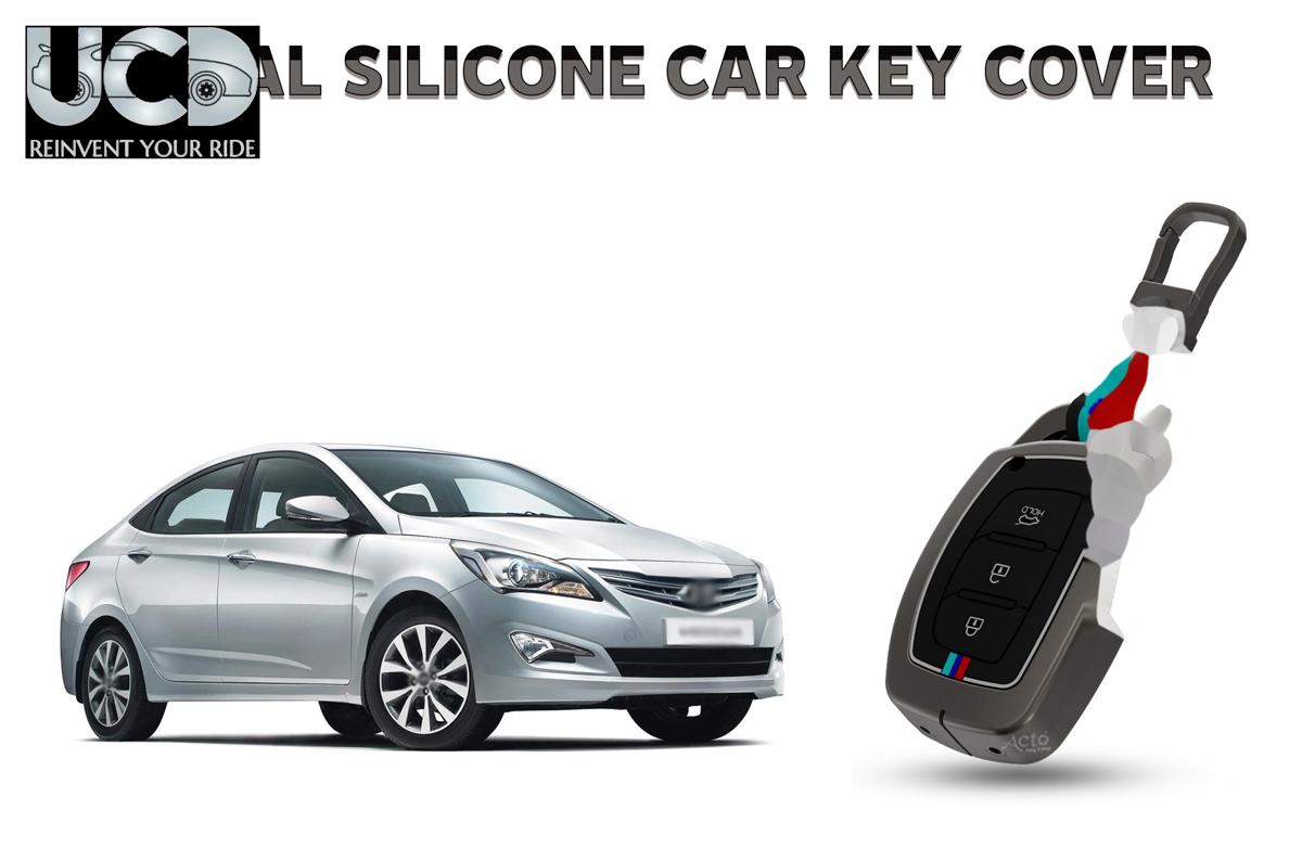 Car Key Cover Metal Silicone Compatible with Hyundai Verna 4s