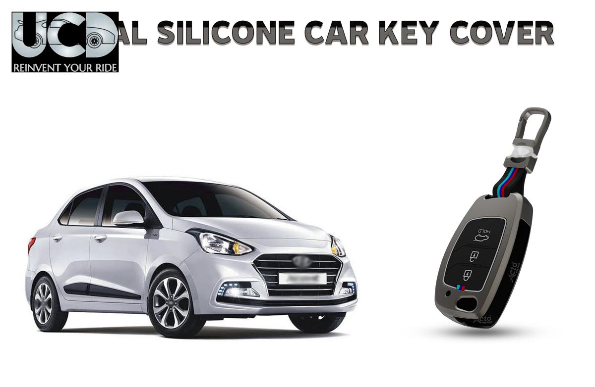 Car Key Cover Metal Silicone Compatible with Hyundai Xcent