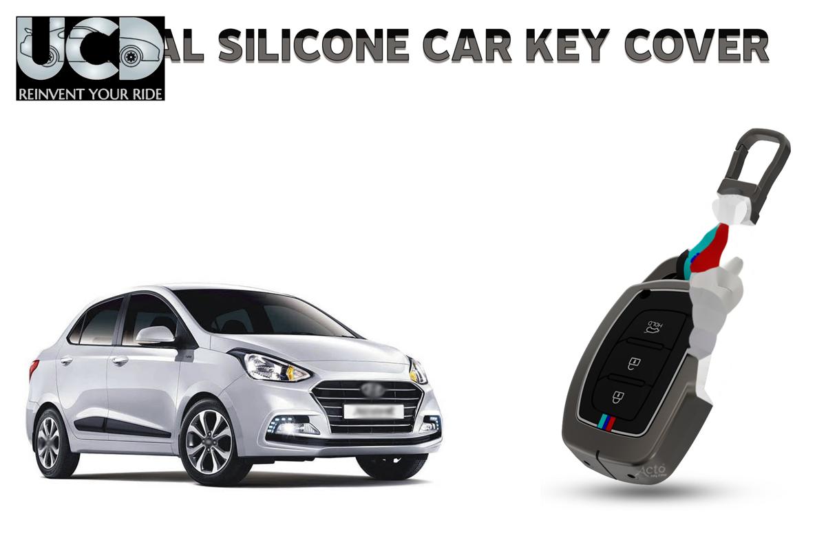 Car Key Cover Metal Silicone Compatible with Hyundai Xcent