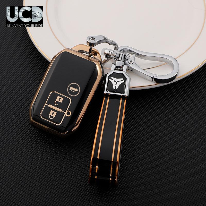 TPU Gold Series Car Key Cover With TPU Gold Key Chain For Suzuki New Dzire
