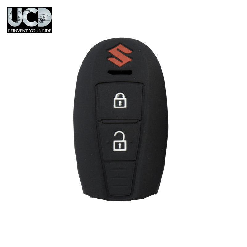 Silicone Car Key Cover for Maruti Suzuki Breeza 2 Button Key Black