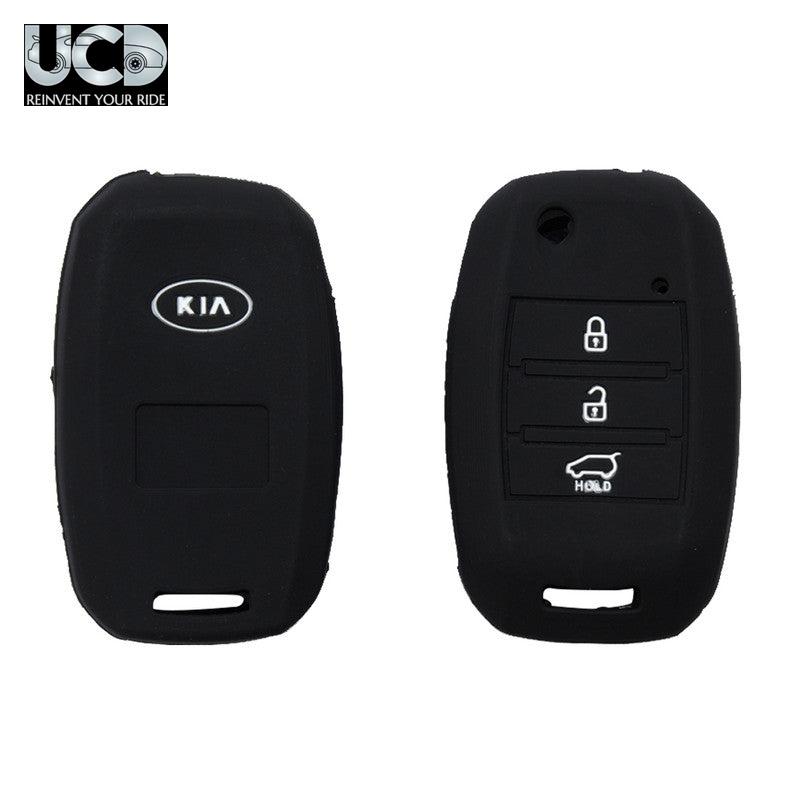 Silicone Car Key Cover for Kia 3 Button Flipkey Black