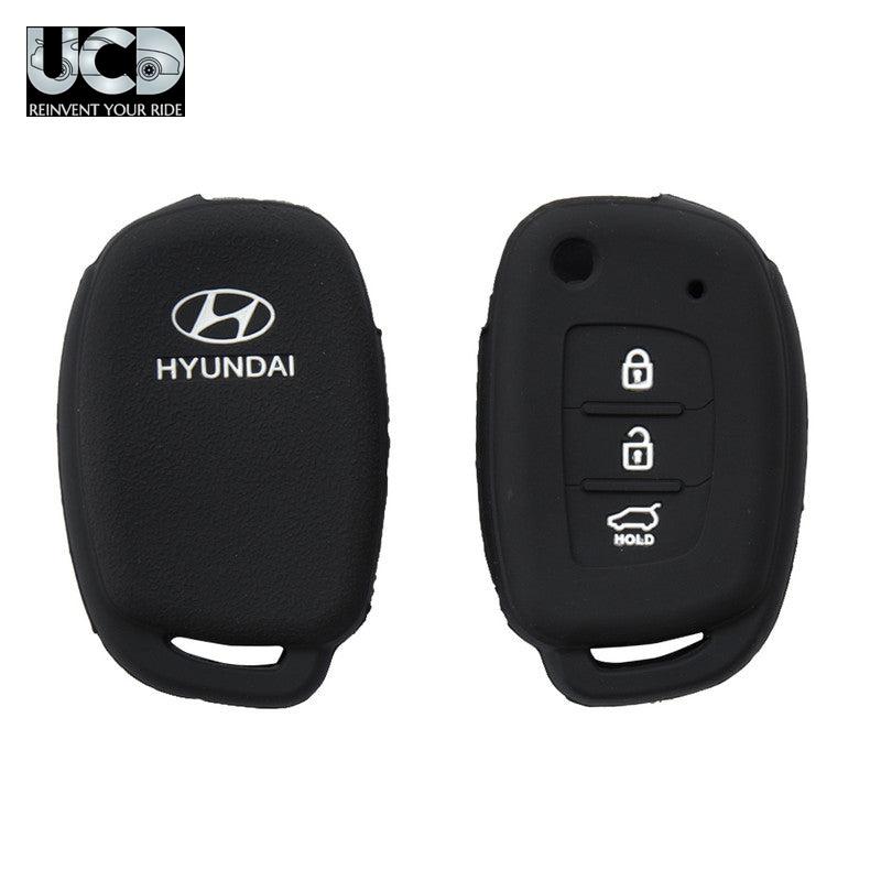Silicone Car Key Cover for Hyundai Creta 2018 Flipkey Black