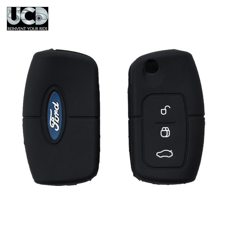 Silicone Car Key Cover for Ford Ecosport Flipkey Black