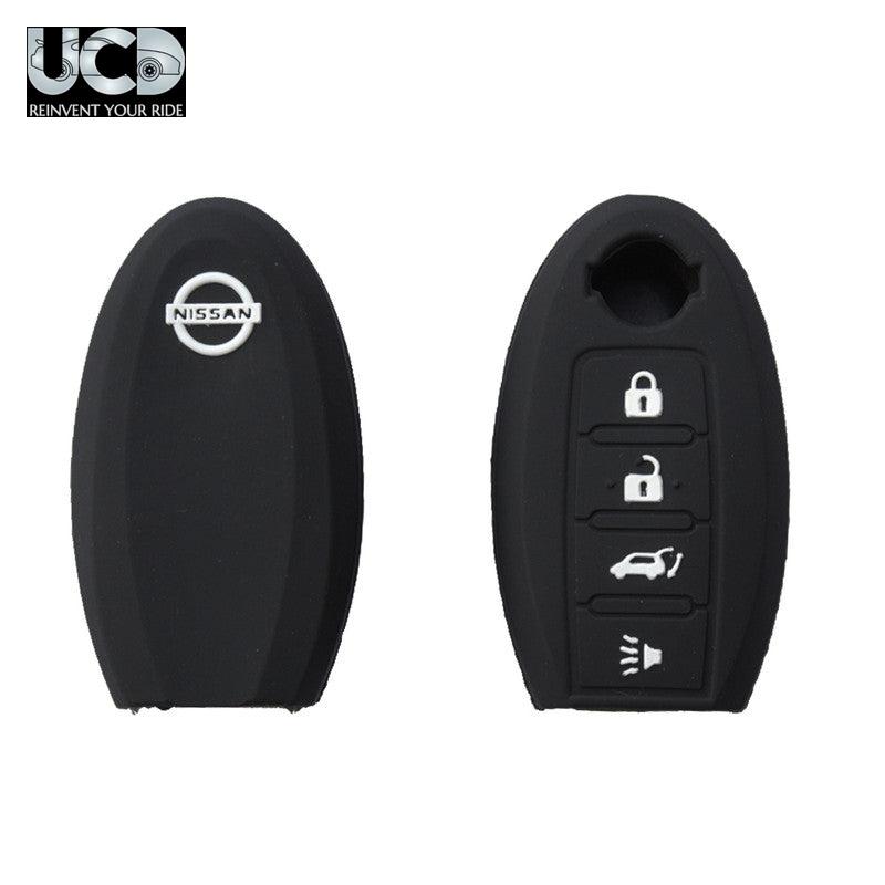 Silicone Car Key Cover for Nissan Micra 4 Button Key Black