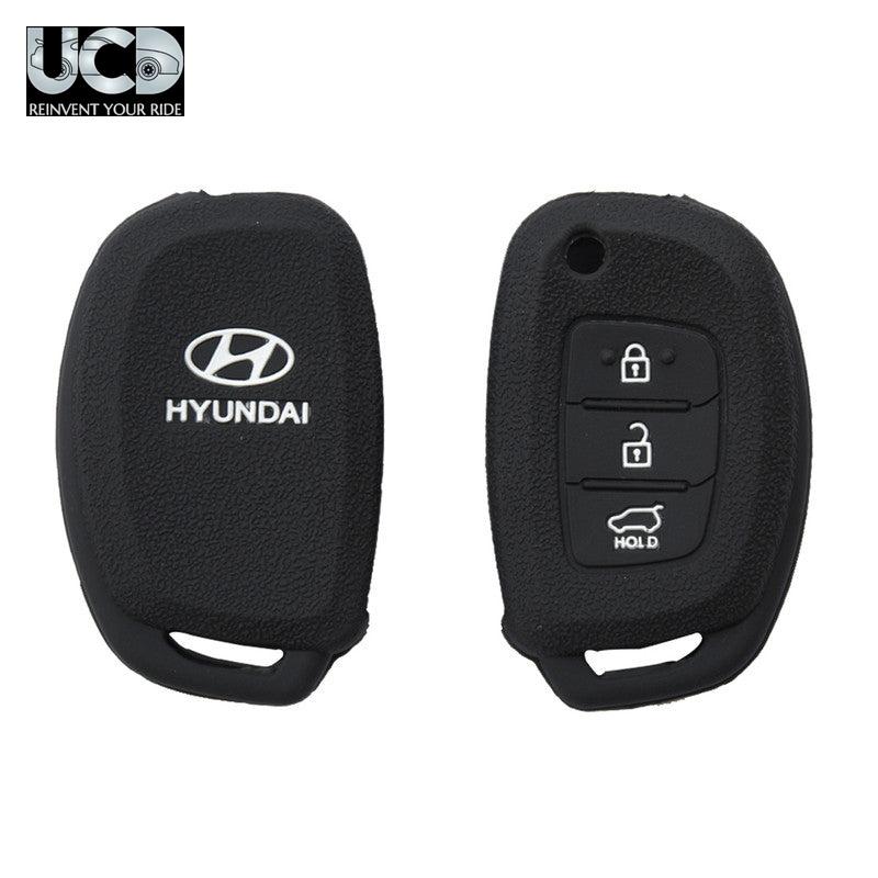 Silicone Car Key Cover for Hyundai Verna New Flipkey Black
