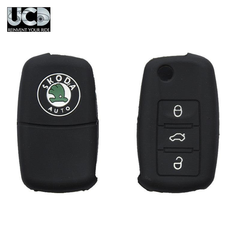 Silicone Car Key Cover for Skoda Superb Black