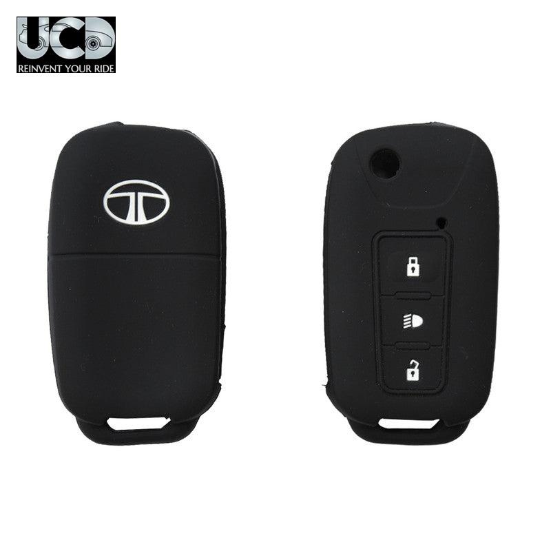 Silicone Car Key Cover for Tata Button Flipkey Black