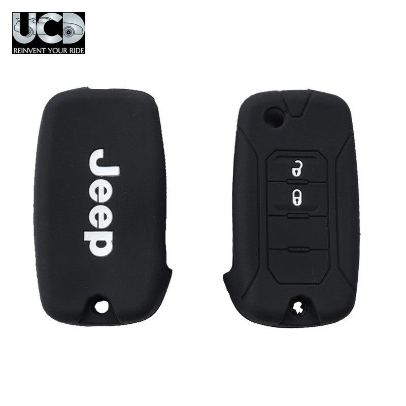 Silicone Car Key Cover for Jeep Compass Flipkey Black