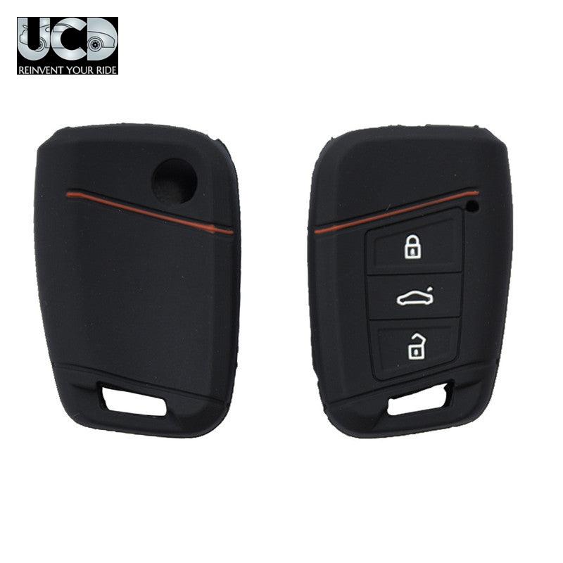 Silicone Car Key Cover for Skoda Octavia Black